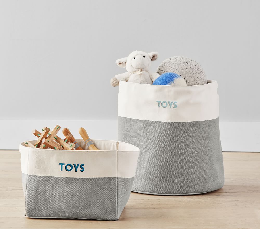 Grey Colourblock Canvas Storage